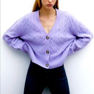 ZARA Lavender Cable Knit Sweater